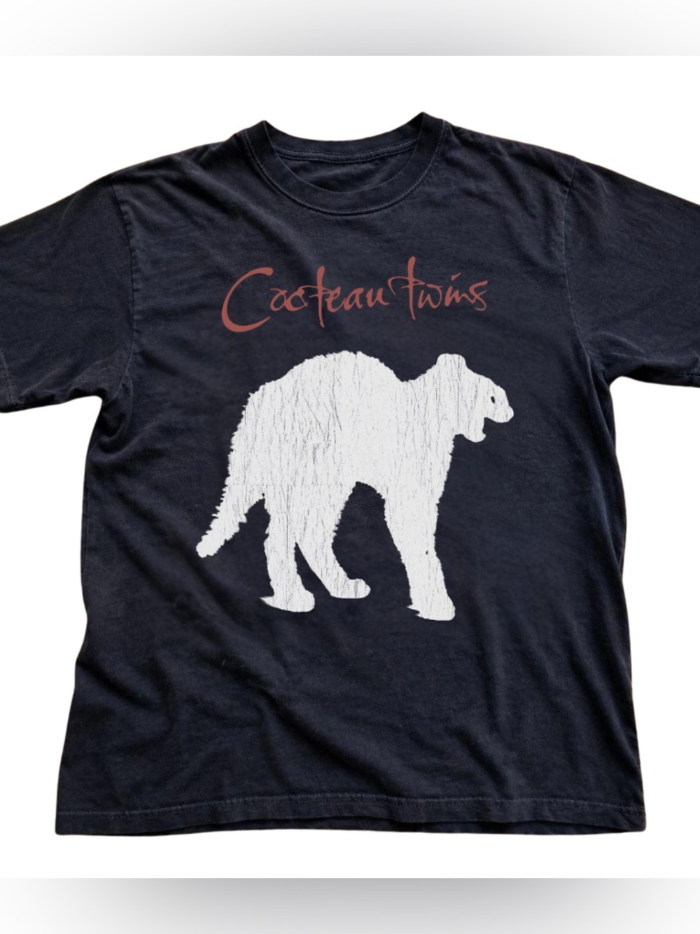 Black Cocteau Twin Band Cat Graphic T-Shirt